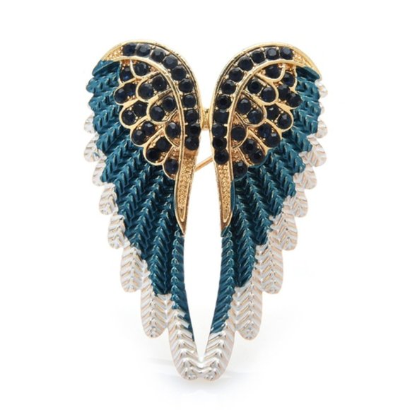 Jewelry - Rhinestone Angel Wings Pearl Brooch / Necklace Pendant